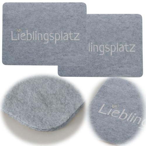 LS-LebenStil 2X Filz Tischset Platzset Spruch Lieblingsplatz Set Grau 45x35cm Rechteckig Platzdeckchen Platzmatte Motiv