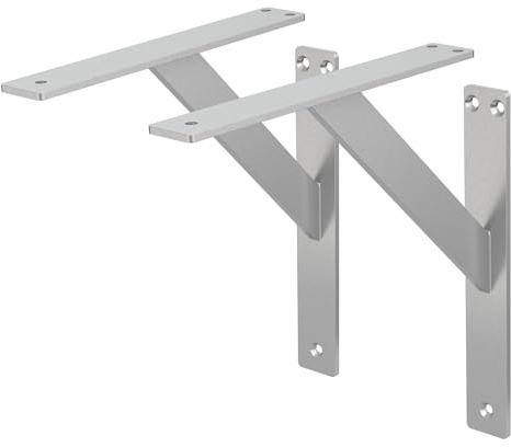 ML-Design 2 Stück Regalhalterung 240x240 mm, Silber, Aluminium, Schwebende Regalhalterungen, Regalwinkel, Wandhalterung für Regalbrett, Regalträger für Wandmontage, Wandregal Wandkonsole Regalstütze