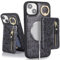 SailorTech iPhone 14 Phone Case with Card Holder, iPhone 14 Case Magsafe Ring Stand with Kickstand Card Slots Wallet Detachable 2-in-1 Zipper Case - Black Leopard