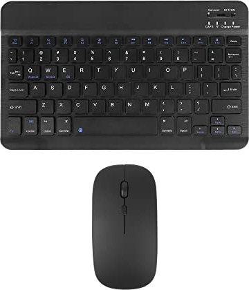 Wireless Keyboard and Mouse, Rechargeable Mini Bluetooth Keyboard and Mouse Set, 10-inch Compact Portable Silent 78-key Tablet Keyboard, for iPad/PC/Laptop/Mac/Android(Black)