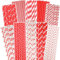 Gcardist Lot de 150 pailles jetables en papier rouge (10 motifs)
