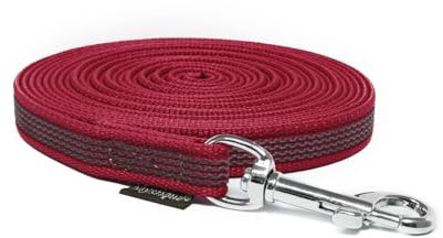 Mystique® Gummierte Schleppleine 15mm mit Handschlaufe Standard Karabiner weinrot 5m