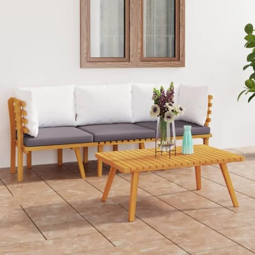 Willood 3-TLG. Gartenmöbel Set Garten Terrasse Balkonmöbel Sofa Bank Gartenset Sitzgarnitur Mittelsofa Ecksofa Garten Lounge Set mit Kissen Massivholz Akazie