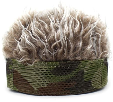 WUODHTW Herrenmütze, Perücke, Hip-Hop-Streich-Hut, Melonenhaut, Schurken-Vermieter, lustige Mütze, Beanie-Mütze, Perücke, Farbige Mütze, Kaffee, L