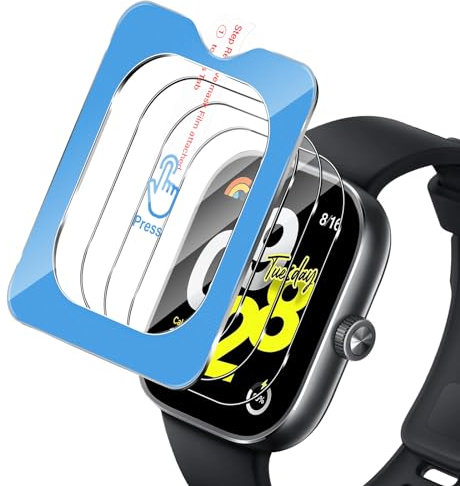 Aerku Protector de Pantalla para Xiaomi Redmi Watch 4, [3 Piezas] 9H HD Alta Sensibilidad Resistente a Arañazos Cristal Templado Vidrio Templado con Ayuda de Posicionamiento para la Instalación