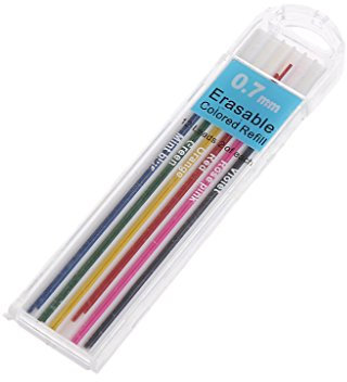 JSGHGDF 1 Box 0,7 mm farbige Druckbleistift-Mine, radierbar, Schüler-Federmäppchen für Kinder