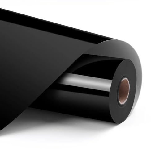 LOKLIK Heat Transfer Vinyl Roll - Iron-On HTV for T-Shirts & Fabrics - Durable Machine Washable Craft Vinyl for Use with Heat Press Machines (Black)