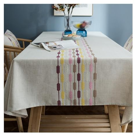 AMDXD Nappe de table 135 x 300 cm, à rayures, en polyester, décoration de table pour anniversaire, jardin, chambre, cuisine, table à manger, table basse, fête, dîner, violet