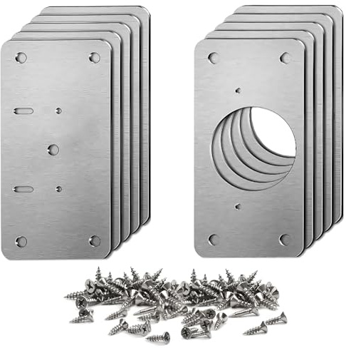 JXPXJMY Cabinet Hinge Repair Kit with Sufficient Screws, Kitchen Door Hinge Repair Plates Suitable for Various Wooden Structures in Homes and Offices (Two Styles, 10)