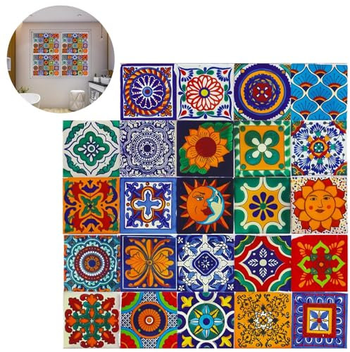 24 adesivi per piastrelle marocchine, stile vintage, per pavimenti, cucina, pareti, mosaico, autoadesivi, in vinile, impermeabili, colorati, per cucina, bagno, decorazioni fai da te, per la casa, 10 x