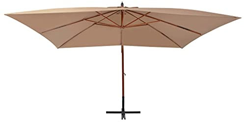 Higsose Parasol en bois avec manivelle et pare-vent, 400x300 cm Grün