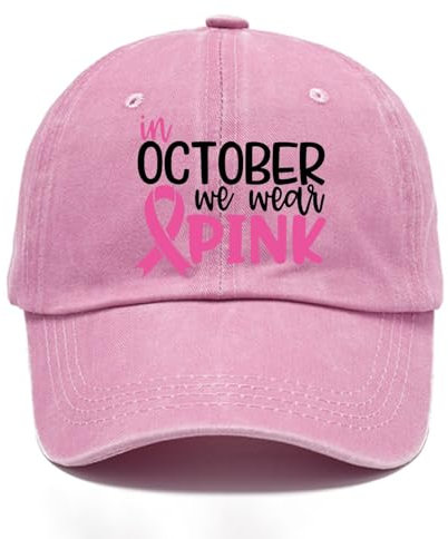 Générique Casquette De Baseball Sensibilisation Cancer du Sein Unisexe Cancer du Sein Rose Octobre Casquette pour La Sensibilisation Cancer du Sein Chapeau De Sport Casquette De Visière (One Size)