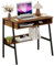 DEILALY Computer Desk, Small Office Desk 80 cm, Bureau Gaming Desk, Study Table, Sit Stand Desk with Drawers, Bureau de Travail, Wood Desk with Black Metal Frame, Rustic Brown