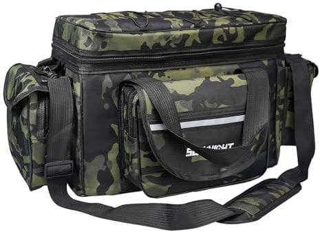 Seaknight Carp Fishing Bag SK003 Single Shoulder Sea Fishing Tackle Bags Holdall Camouflage Outdoor Carryall Bag Hiking Travel Pack 50CM*28CM*27CM (Camou Green)