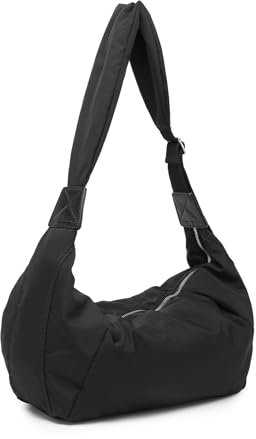 EnhbZoilism Borsa a mano in nylon da donna, hobo, borsa a tracolla da donna, borsa a tracolla leggera e impermeabile, con tracolla regolabile, tracolla larga, Aa nero., taglia unica