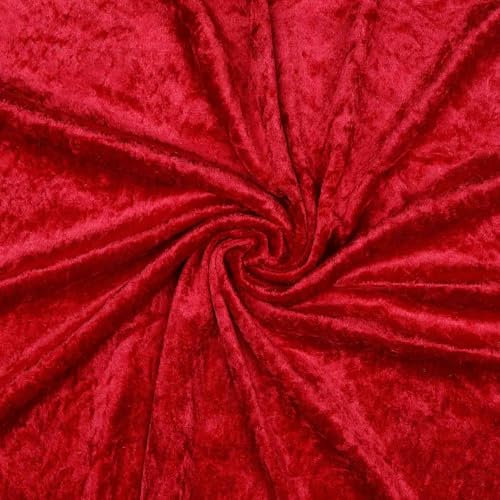 VmG-Store Tessuto in velluto pannato, 2 m x 145 cm, da cucire, non al metro, lucido, elasticizzato, per tende, costumi, vestiti, tovaglia, tessuto decorativo (009 rosso)