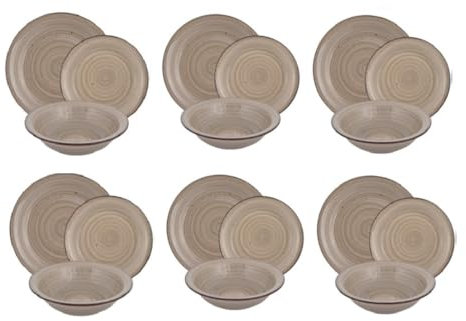 Servizio Piatti per 6 Persone in stoneware 18 pezzi per Lavastoviglie modello (tortora)