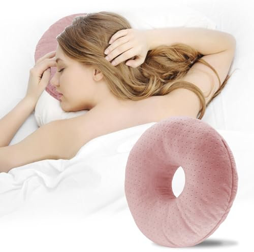 Topzora Piercing Kissen mit Loch – Donut Kissen für Seitenschläfer zur Schmerzlinderung bei Ohrschmerzen,Piercing Pillow Seitenschläfer Zur Schmerzlinderung Im Ohr,Donut Ohrenkissen-Rosa