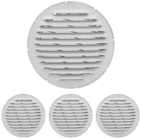 Amig - Rejilla Redonda de Aluminio con Mosquitera | Rejillas de Ventilación para Salida de Aire | Ideal para Techo de Cocina y Baño | Diámetro interior Ø10 cm | Color Blanco (Paquete de 4)