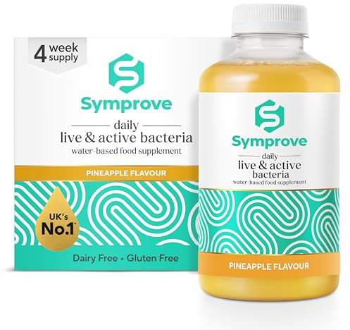 Symprove Liquid Live & Active Bacteria, Pineapple, 4 x 500ml | Daily shot with billions of live cultures, water-based, vegan, dairy & gluten free, no added sugar, 4 week pack