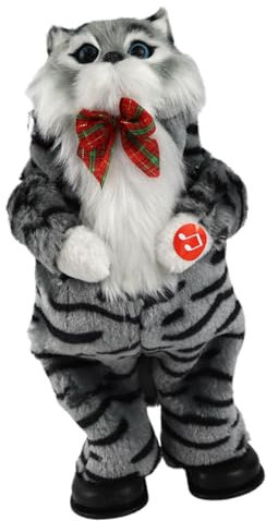 THINCAN Muñecas de gatito de peluche de peluche para el hogar, decoración de fiesta de Navidad, juguete musical de peluche para niños