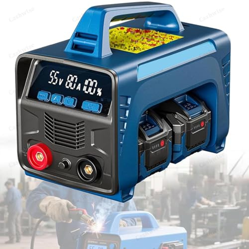 Battery-Powered Stick/Flux Core Welder, Cordless Welder, ARC MMA DC Welder Machine, Portable Welding Machine, with Hot Start Arc Force Anti-Stick,4Batteries