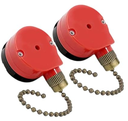 Interruptor de cadena de tracción, interruptor de ventilador de techo ZE 268S1 Cadena de tracción 4 cables Control de 3 velocidades para luz de gabinete 2 piezas rojo con bronce, ventilador de 3 velo