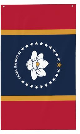 Mississippi-Staatsflagge. Dekorative Outdoor-Flagge, 90 x 152 cm, vertikales Polyester-Banner. Geeignet für den Einsatz als Außendekoration