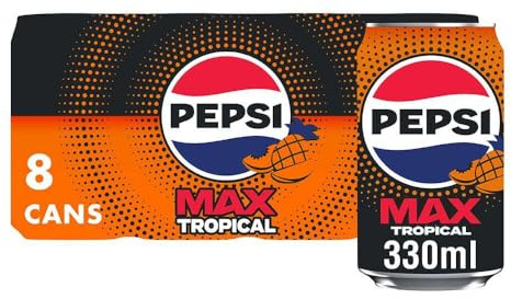 Pepsi Max Tropical, 330ml Cans (Pack of 8)