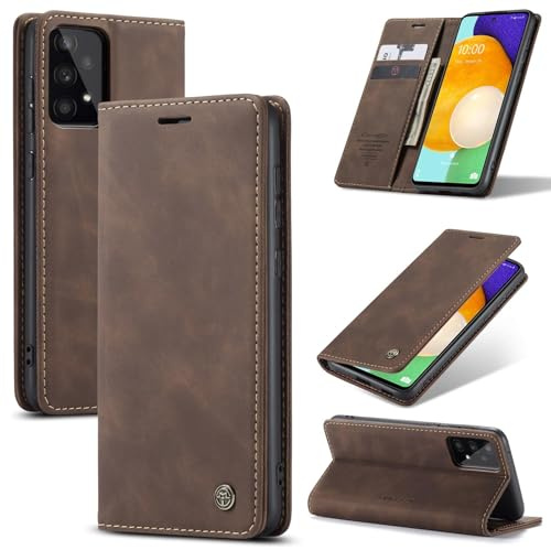 Ottcooed Handyhülle für Samsung Galaxy A53 5G Hülle, Premium Leder Flip Case, Magnet Klappbar Klapphülle Tasche, Standfunktion Kartenfach Wallet Schutzhülle für Samsung Galaxy A53 5G, Kaffee