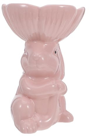 VILLFUL Vide-poches en céramique en forme de lapin - Joli plateau à bijoux, porte-bagues fleuri, idéal pour organiser votre coiffeuse - Porte-clés d'entrée, savon de salle de bain, plateau