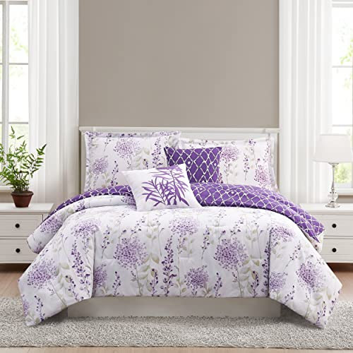 Boho Living 5-teiliges Wendebettwäsche-Set für Queen-Size-Betten, Fresh Meadow Lilac