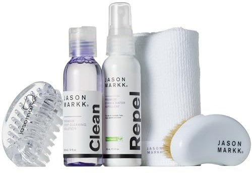 Jason Markk Starter Box – 5-Piece Shoe Cleaning Kit with Deep Cleaning Solution, 2 Brushes & Microfiber Towel – Sneaker Cleaner, Suede Shoe Cleaner, Leather Shoe Cleaner – 2oz