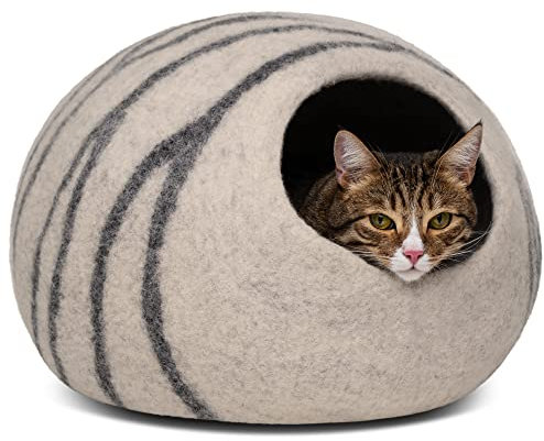 MEOWFIA Katzenbett Höhle – katzenhöhle umweltfreundliche Betten aus 100% Merinowolle für Katzen und Kätzchen
