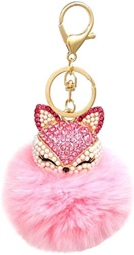 feifanshop Damen Künstlichen Kaninchenfell Pom Pom Ball Fell Pelz Bommel Schlüsselanhänger Taschenanhänger Schlüssel Taschen Fellanhänger Pelz-Anhänger für Telefon Handtaschen Auto