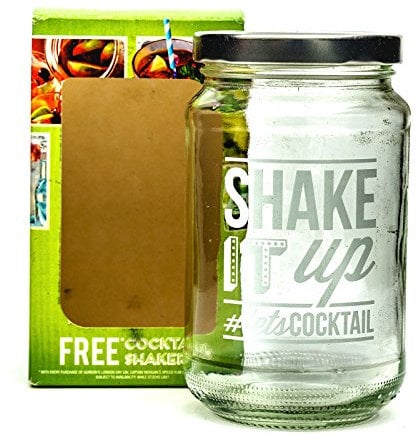 Shake It Up Jam Jar Cocktail Glass Shaker Green + Recipe Card Party BBQ Home Bar Pub