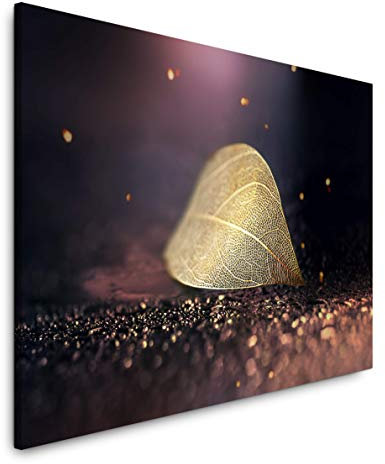 Paul Sinus Art Goldenes Blatt 180 x 120 cm Inspirierende Fotokunst in Museums-Qualität für Ihr Zuhause als Wandbild auf Leinwand in XXL Format