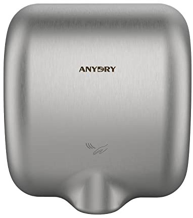 anydry 2800 Comercial Secador de Manos eléctrico automático de Pared,8-12 Segundos para secar,Carcasa de Acero Inoxidable.1650 vatios.(Cepillado)