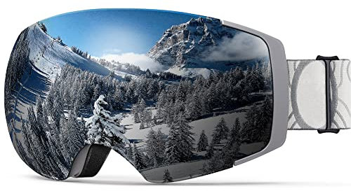 OutdoorMaster Unisex Skibrille PRO Damen Herren mit wechselgläsern, 100% UV-Schutz Schneebrille Skibrille für brillenträger, Anti-Nebel Snowboard Brille Ski Goggles für Jungen und Mädchen
