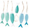 Logbuch-Verlag Fische Anhänger 6 Fische Metall 12 cm + 15 cm - Dekofische Maritime Deko Fischanhänger sommerlich blau türkis weiß