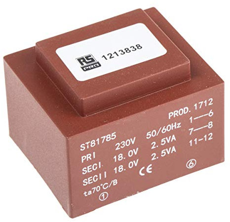 RS PRO Printtrafo, Trafo 230V ac / 2 x 18V ac 5VA 2 Ausg. 46.3mm x 38mm x 32mm 200g PCB-Montage