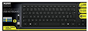 Port Designs Keyboard USB QWERTY Swedish Black, 900754-SW