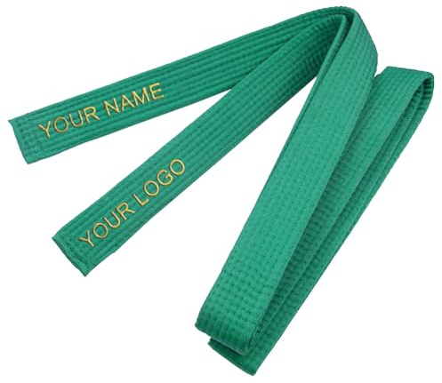 TOPTIE Custom Embroidered Karate Belt, Martial Arts TaeKwonDo Judo Rank Belt-Green-Size 3