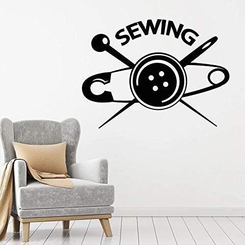 NSRJDSYT Nähen Knopf Wandtattoo Kleidung Designer Schneider Atelier Interior Decor Tür Fenster Vinyl Aufkleber Kunst Wallpaper 74x99cm