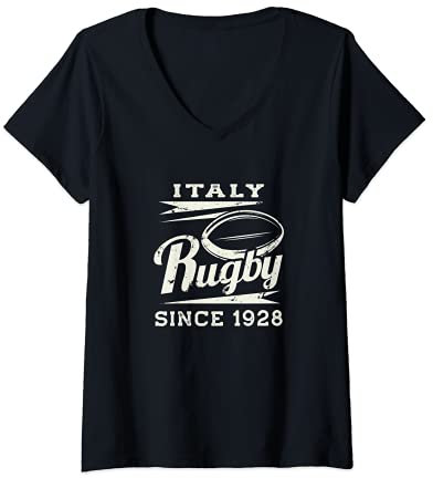 Damen Vintage Italy Rugby Since 1928 T-Shirt mit V-Ausschnitt