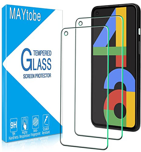 MAYtobe [4 Stück] Google Pixel 4a 4G Displayschutzfolie aus gehärtetem Glas, Schutzfolie Handy, Handy Schutzglas, einfache Anbringung, kratzfest, blasenfrei, 9H Härte, kein Fingerabdruck, HD klar