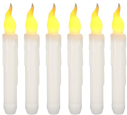 Teynewer LED Candle Light, 6PCS Battery Operated Flameless LED Taper Candles Light Window Candles for Wedding Birthday Churches Party Decorations, Warm White, Dia 0.79 x 6.5 Inch