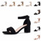 Hitmars Sandali Donna con Tacco Medio Cerimonia Eleganti Estive Cinturino alla Caviglia Sandalo Scarpe Zeppa Donna Punta Aperta Blocco 6CM 1 Nero Taglia 42