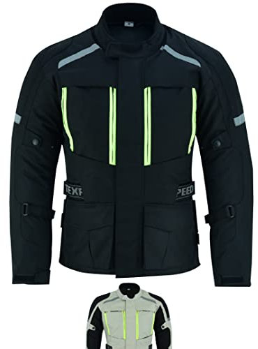 Texpeed Chaqueta moto hombre 4 estaciones con protecciones - Impermeable de motociclista con armadura CE (EN 1621-1) - Verano/invierno Negro - L