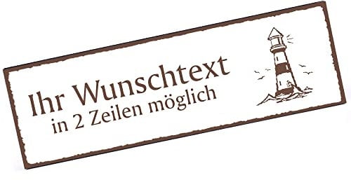 Türschild Leuchtturm Mit Vögel Namensschild personalisiert mit Gravur- 150mm x 50mm - selbstklebend